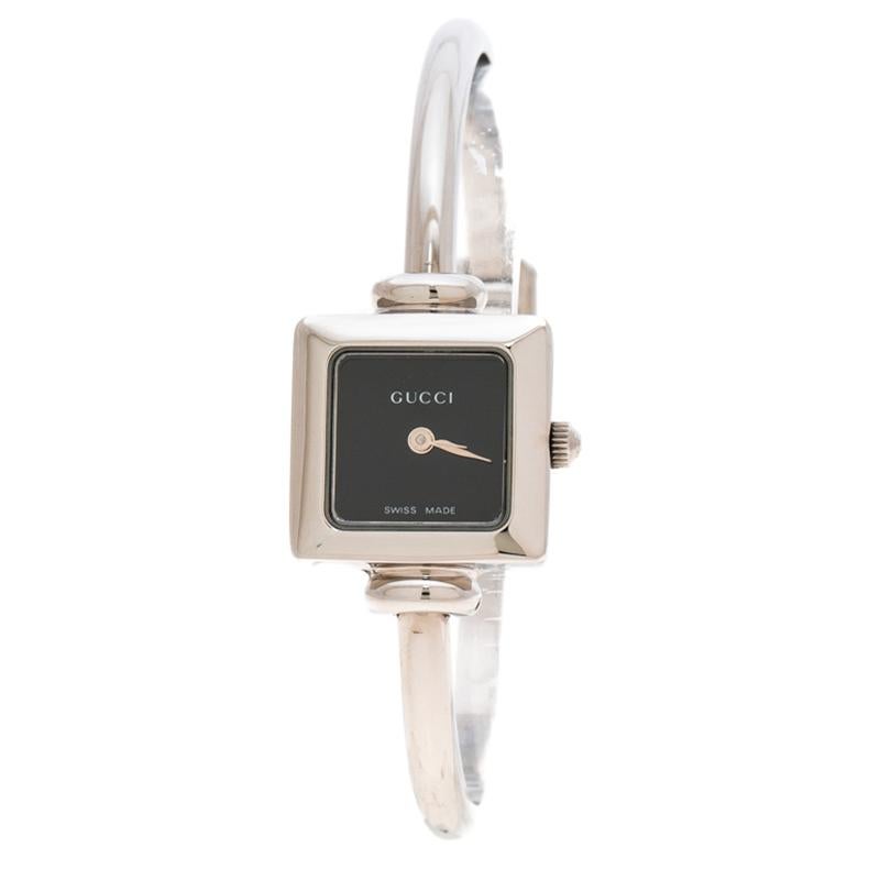 Gucci Black Stainless Steel 1900L Women 