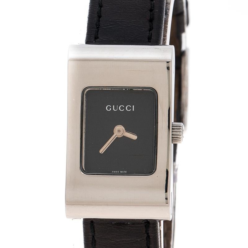 Contemporary Gucci Black Stainless Steel 2300L Women's Wristwatch 17 mm