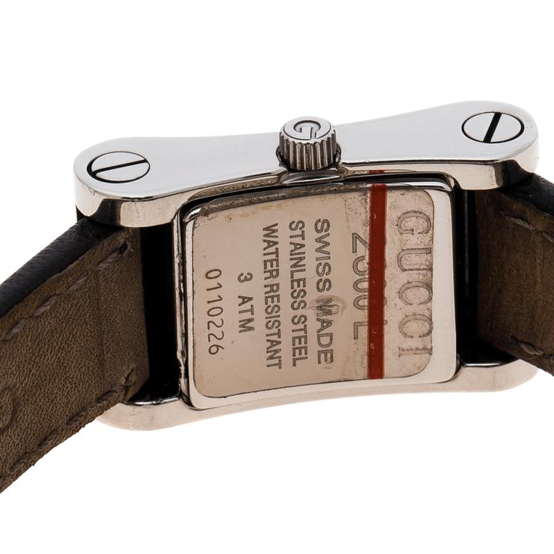 Gucci Black Stainless Steel 2300L Women's Wristwatch 17 mm In Good Condition In Dubai, Al Qouz 2