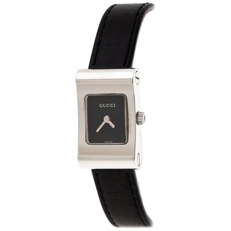 Gucci Black Stainless Steel 2300L Women's Wristwatch 17 mm