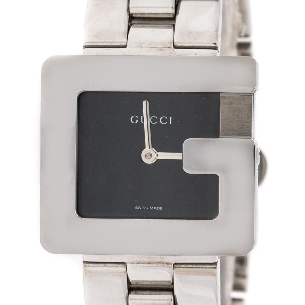 Gucci Black Stainless Steel 3600J Women's Wristwatch 26 mm In Good Condition In Dubai, Al Qouz 2