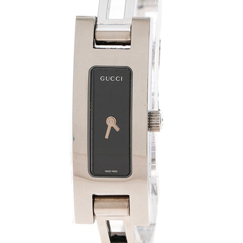 Contemporary Gucci Black Stainless Steel 3900L Women's Wristwatch 12 mm