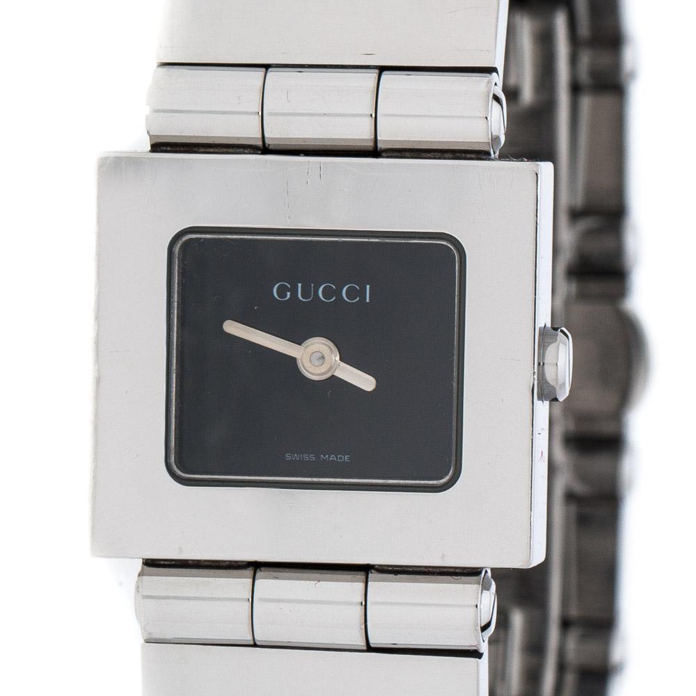 Contemporary Gucci Black Stainless Steel 600L Women's Wristwatch 21 mm