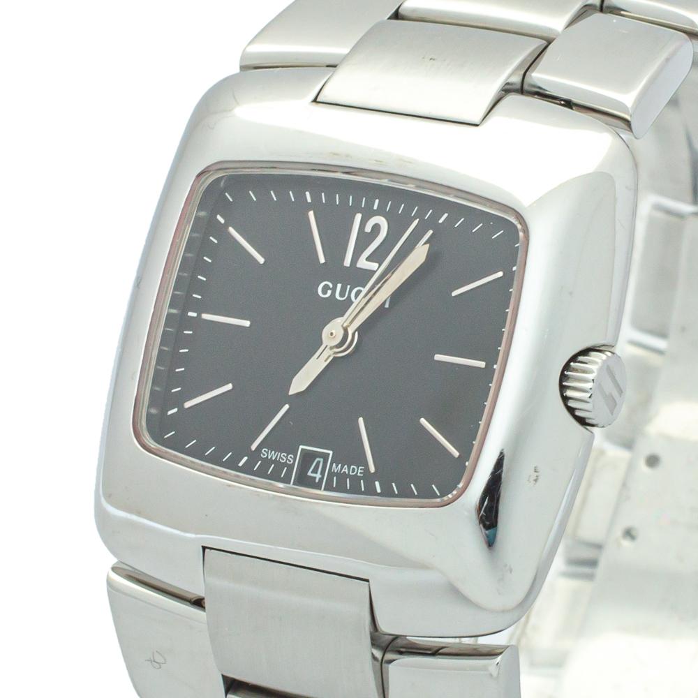Gucci Black Stainless Steel 8500L Women's Wristwatch 29 mm In Good Condition In Dubai, Al Qouz 2