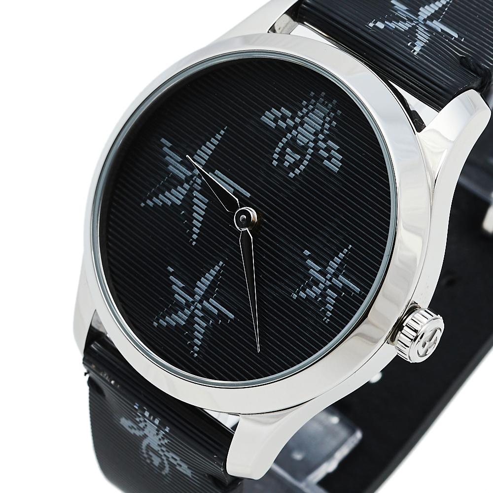 Gucci Black Stainless Steel Bee G-Timeless YA1264105 Women's Wristwatch 38 mm  1