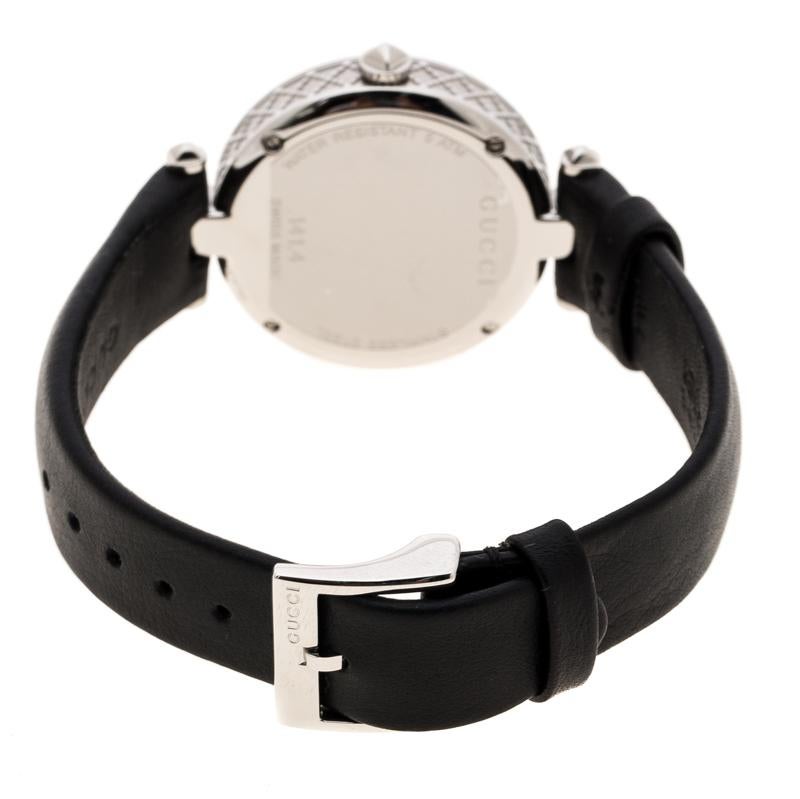 Gucci Black Stainless Steel Diamantissima 141.4 Women's Wristwatch 32 mm In New Condition In Dubai, Al Qouz 2