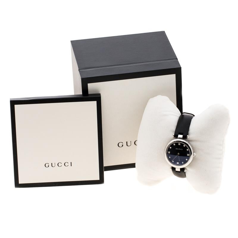 Gucci Diamantissima 141.4 Damenarmbanduhr aus schwarzem Edelstahl:: 32 mm 4