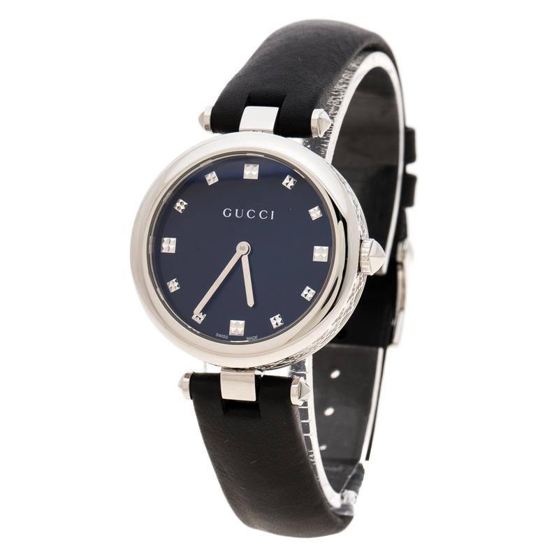 Gucci Black Stainless Steel Diamantissima 141.4 Women''s Wristwatch 32 mm  at 1stDibs