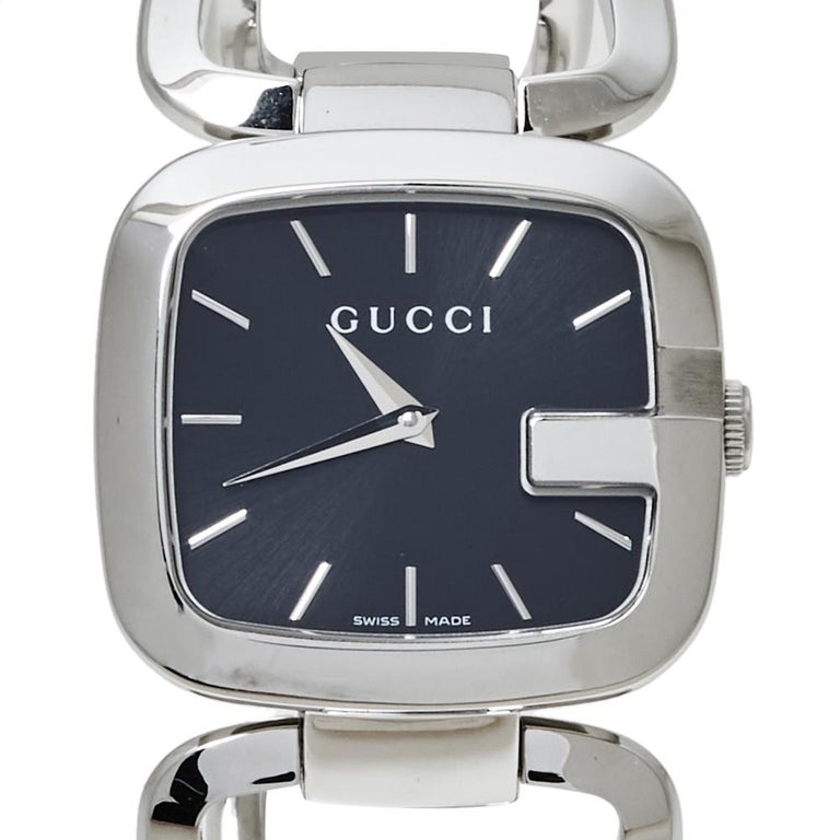 Gucci Montrebracelet pour femme noire en acier inoxydable GGucci 125,4, 32 mm En vente sur
