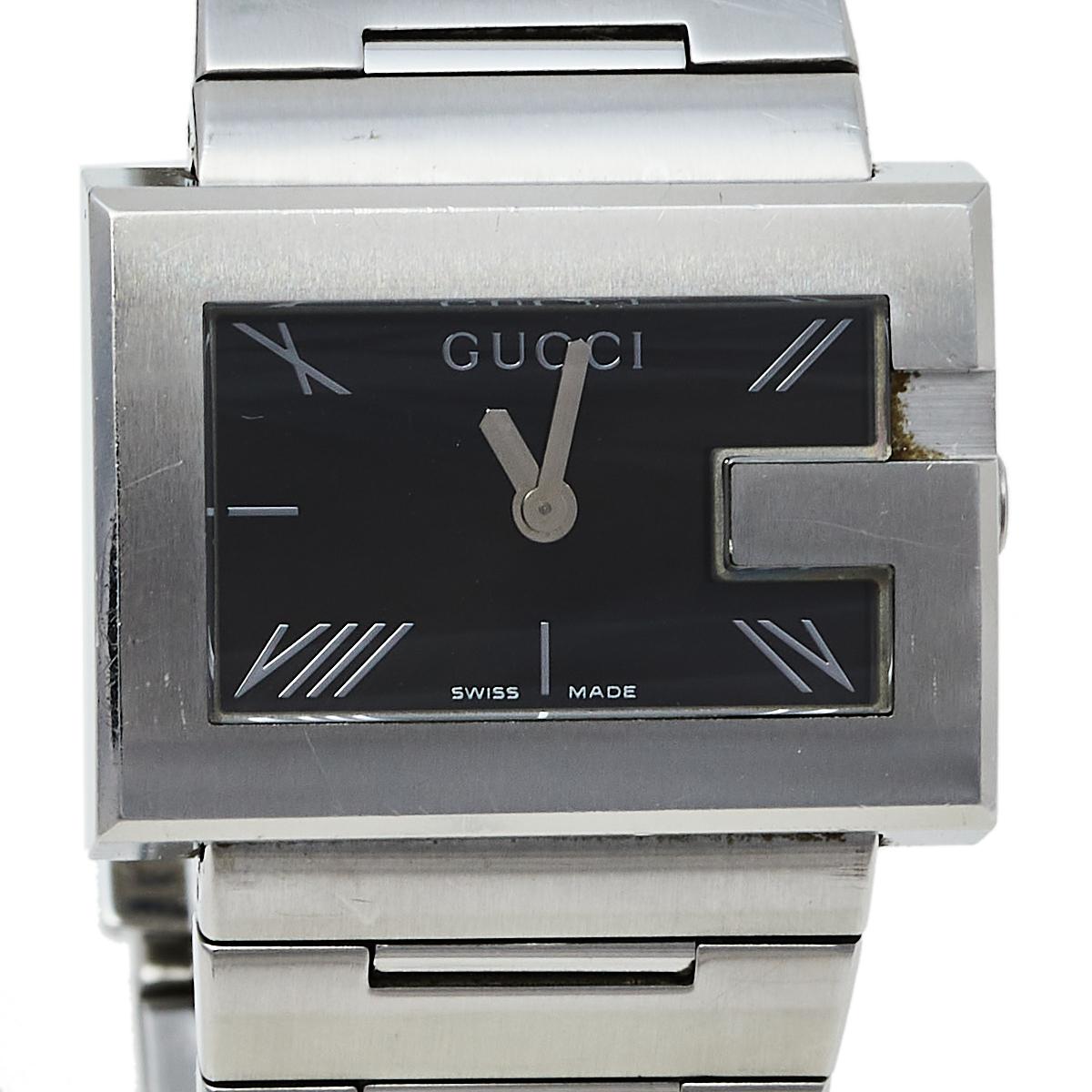 Gucci Black Stainless Steel G-Rectangle 100L Women's Wristwatch 31 mm 1