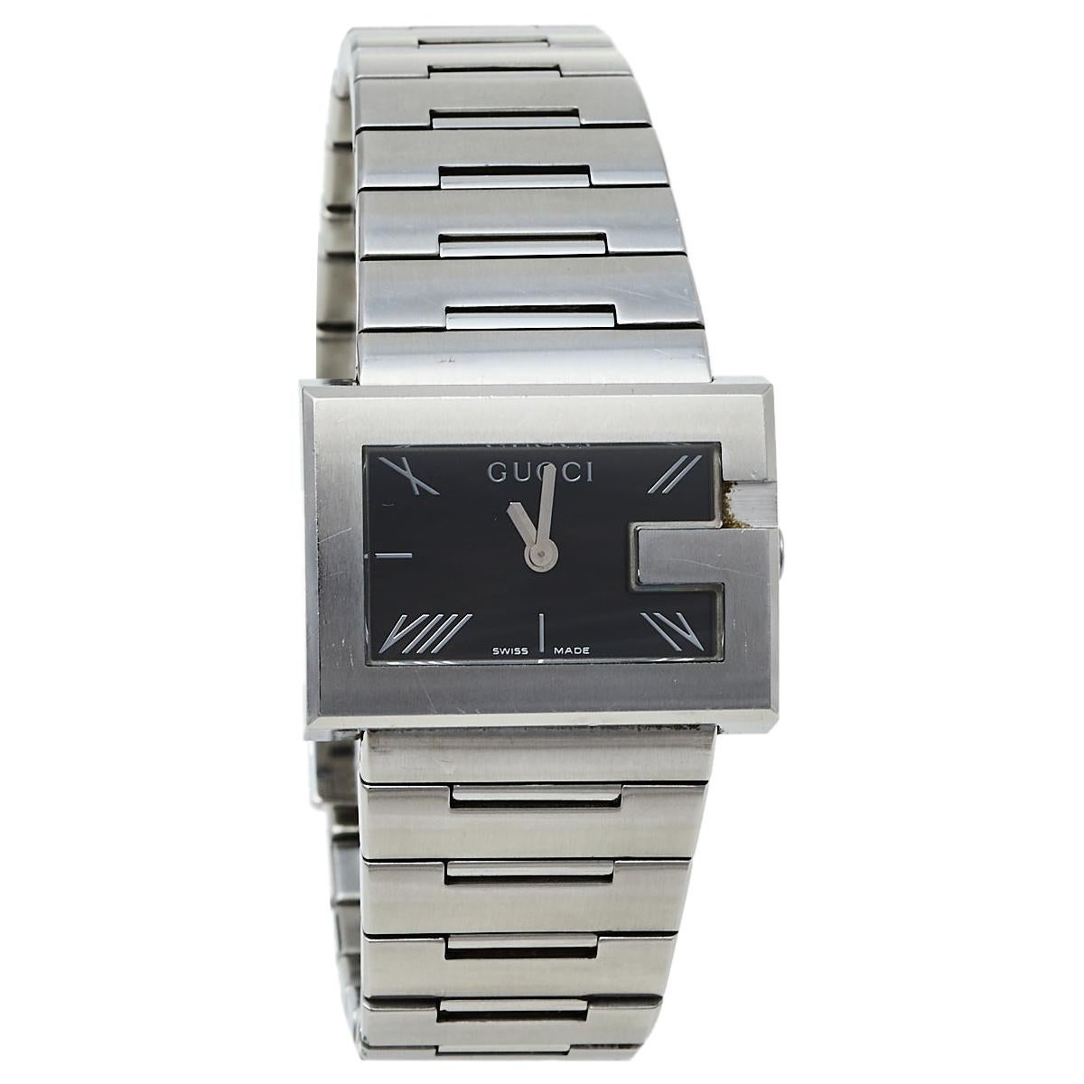 Gucci Black Stainless Steel G-Rectangle 100L Women's Wristwatch 31 mm