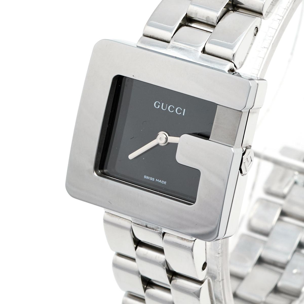 Gucci Black Stainless Steel G-Series 3600L Women's Wristwatch 23 mm 1