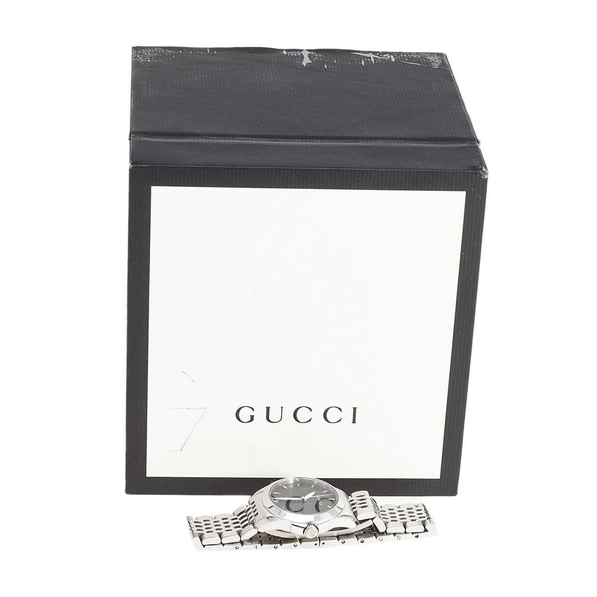 Gucci Black Stainless Steel G-Timeless 126.5 Women's Wristwatch 27 mm In Good Condition In Dubai, Al Qouz 2