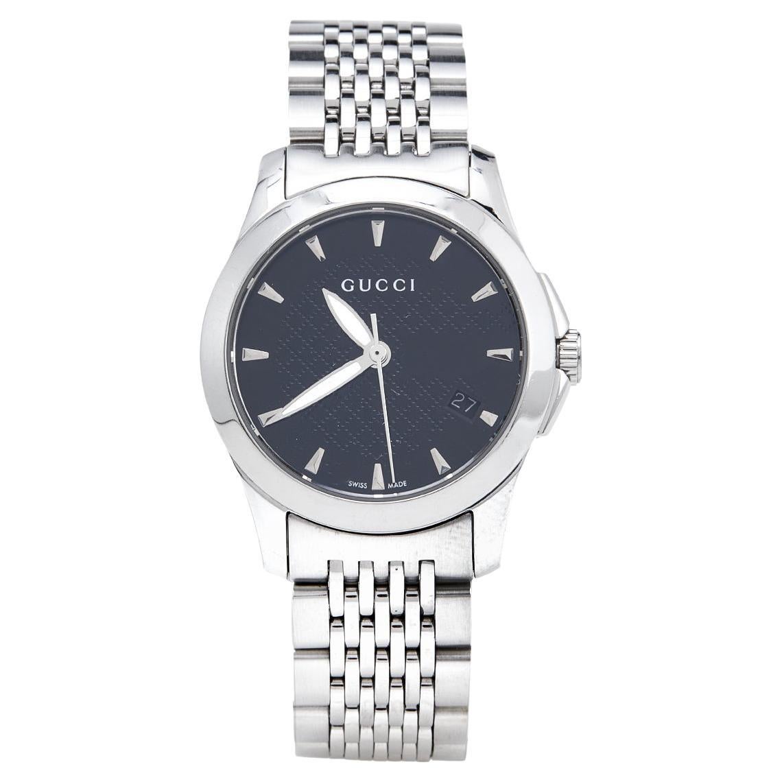 Gucci Black Stainless Steel G-Timeless 126.5 Women's Wristwatch 27