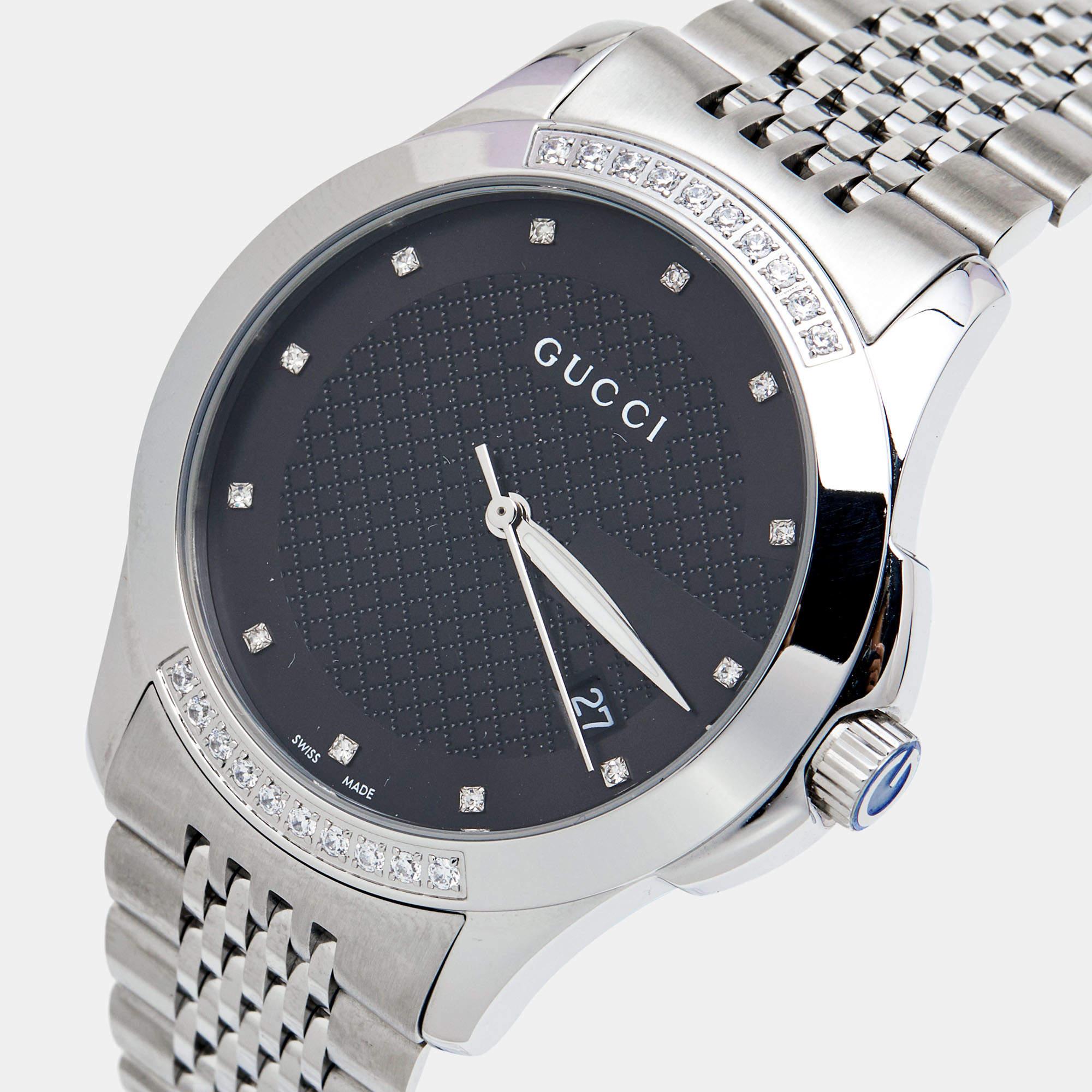 Men's Gucci Black Stainless Steel G-Timeless YA126408 Unisex Wristwatch 38 mm