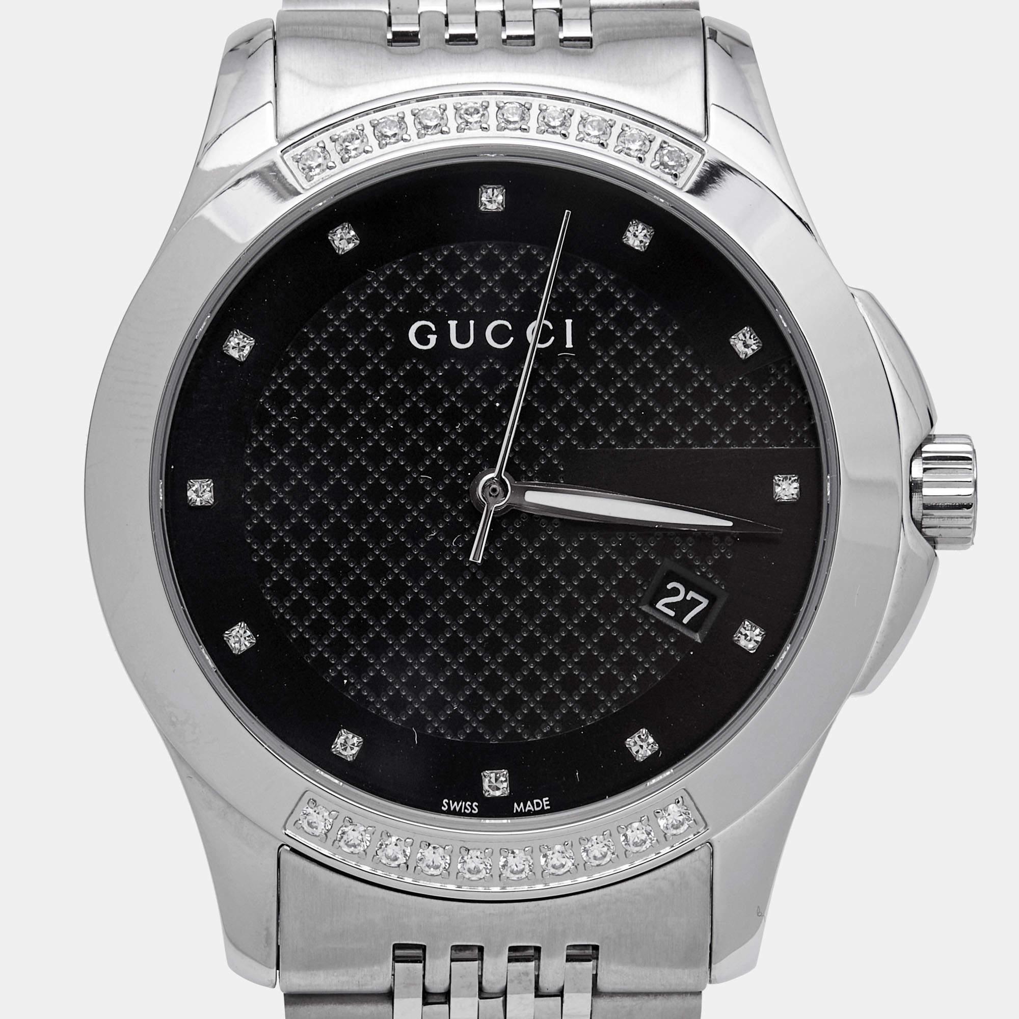Gucci Black Stainless Steel G-Timeless YA126408 Unisex Wristwatch 38 mm 2