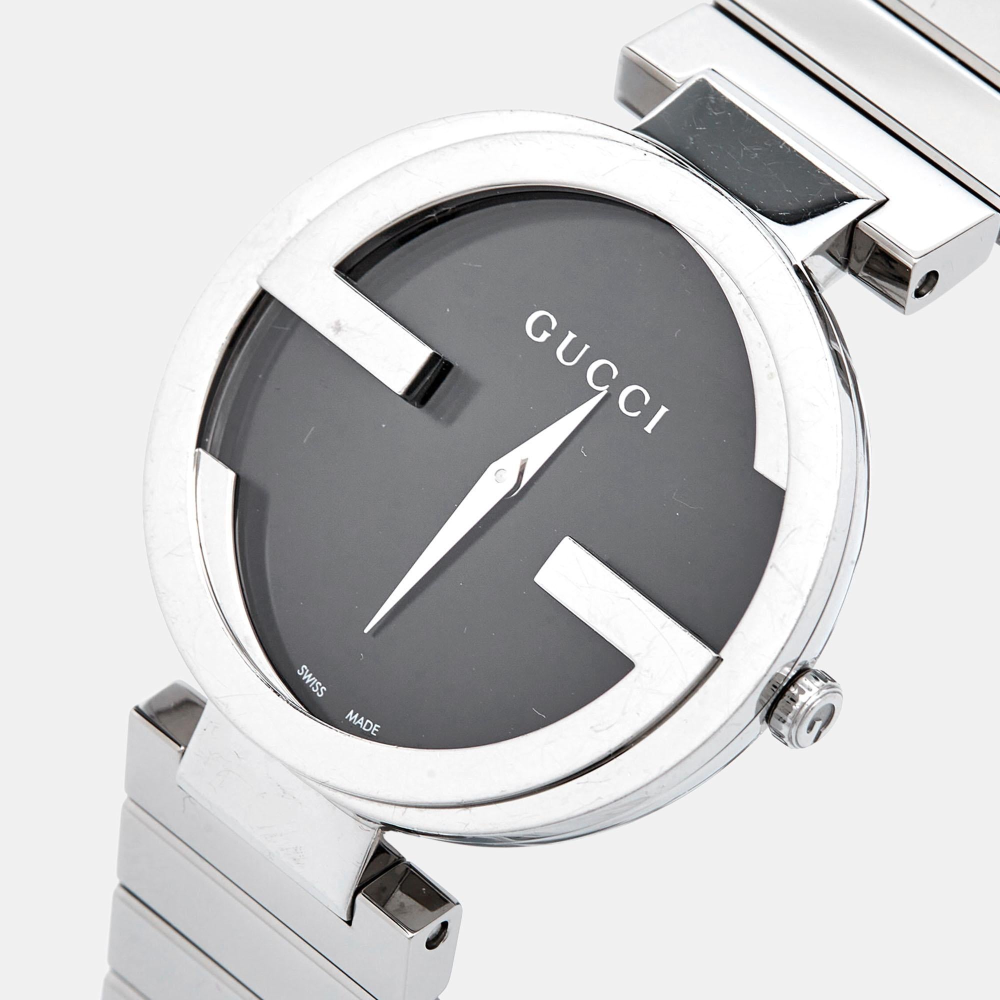 A timeless silhouette made of high-quality materials and packed with precision and luxury makes this Gucci wristwatch the perfect choice for a sophisticated finish to any look. It is a grand creation to elevate the everyday experience.

Includes
2