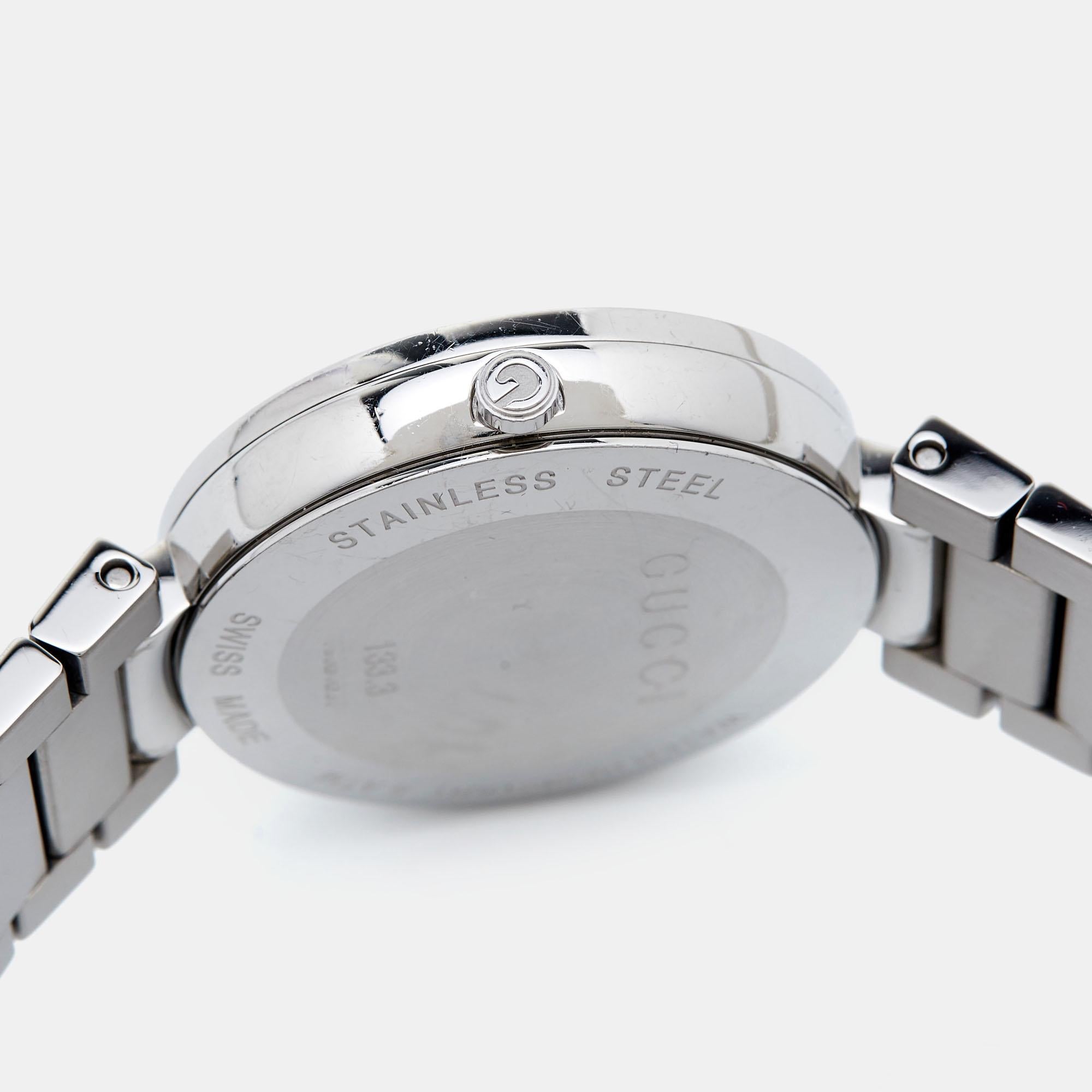 Gucci Black Stainless Steel Interlocking G YA133307 Women's Wristwatch 37 mm For Sale 1