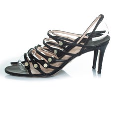 Gucci, black strap sandals with Gucci buttons