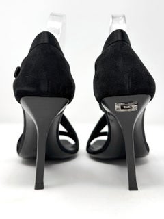 Gucci Black Strappy Heels Satin Ankle Strap Sandals 7.5 Tom Ford