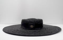 Gucci 1980s Black Straw Hat