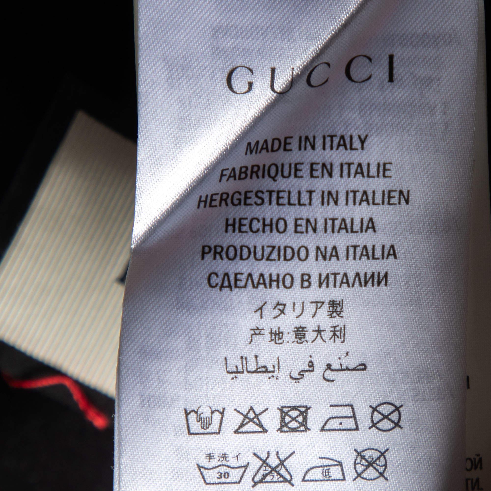 Gucci Schwarzes langärmeliges Top aus Fleece-Baumwoll mit Erdbeerverzierung und langen Ärmeln M im Angebot 2