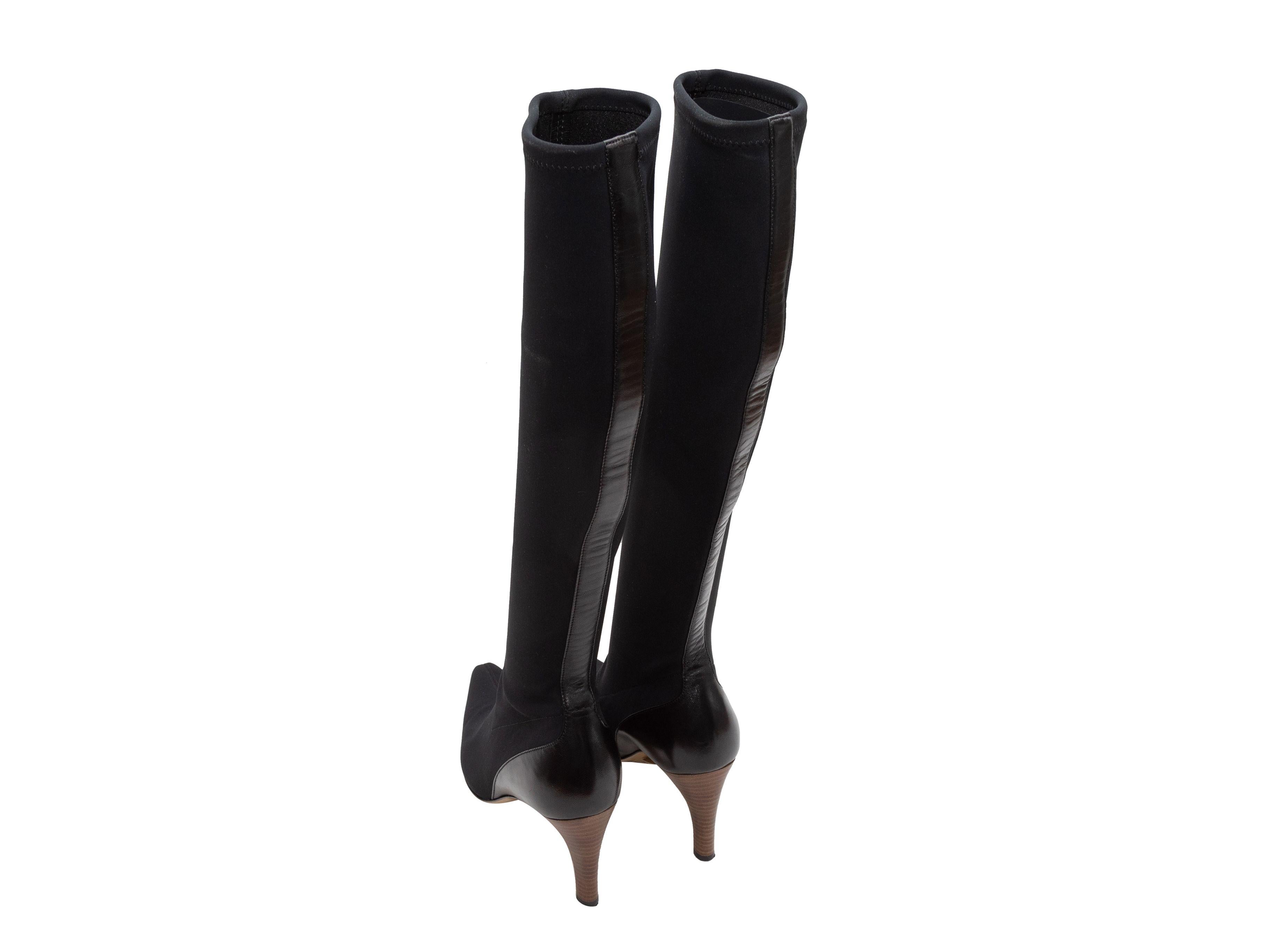 Donna Gucci Stivali al ginocchio a punta in tessuto elasticizzato nero