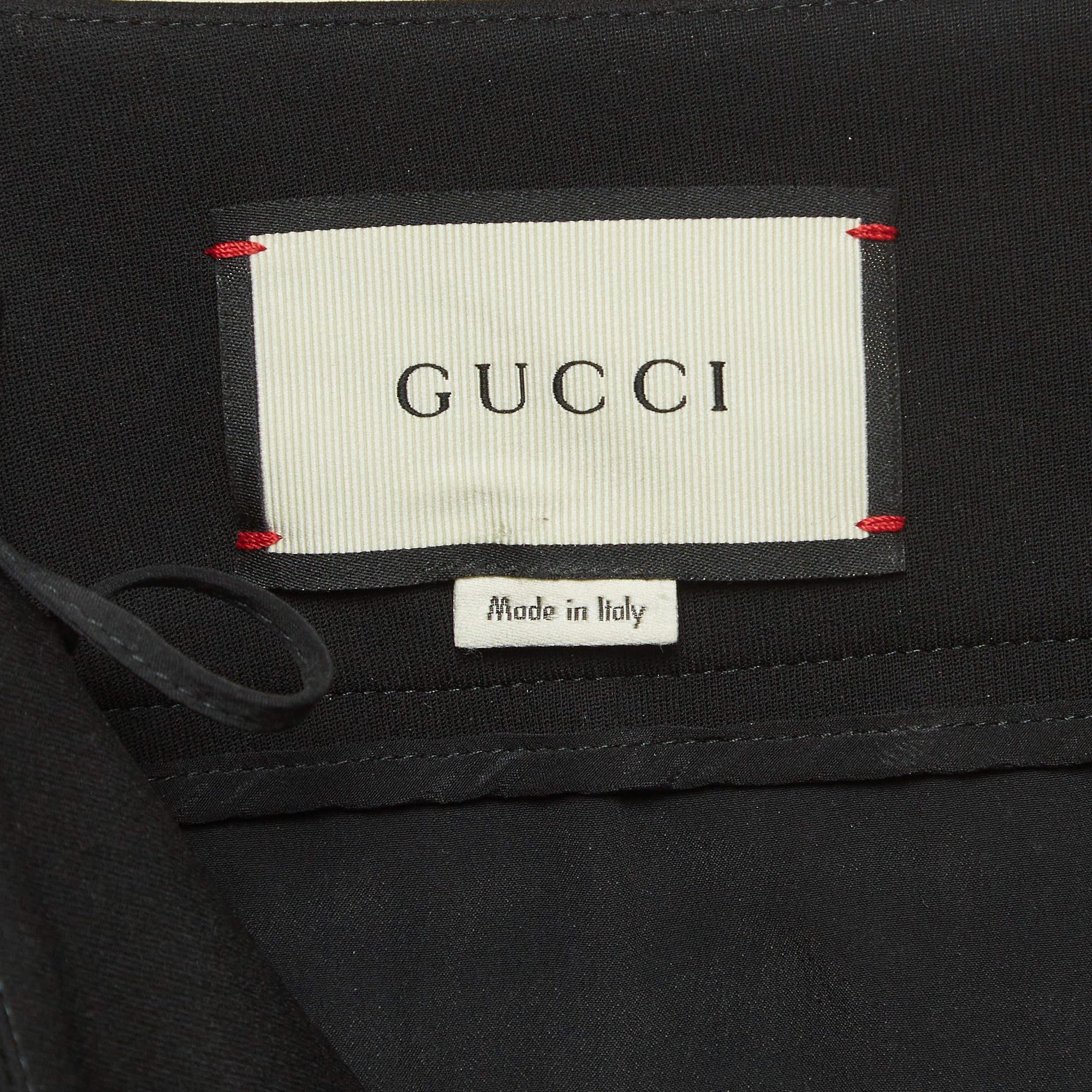 Gucci Black Stretch Knit GG Waist Detail Flared Trousers M In Good Condition For Sale In Dubai, Al Qouz 2