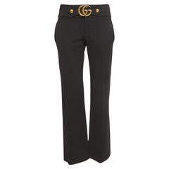 Gucci Black Stretch Knit GG Waist Detail Flared Pantalon M