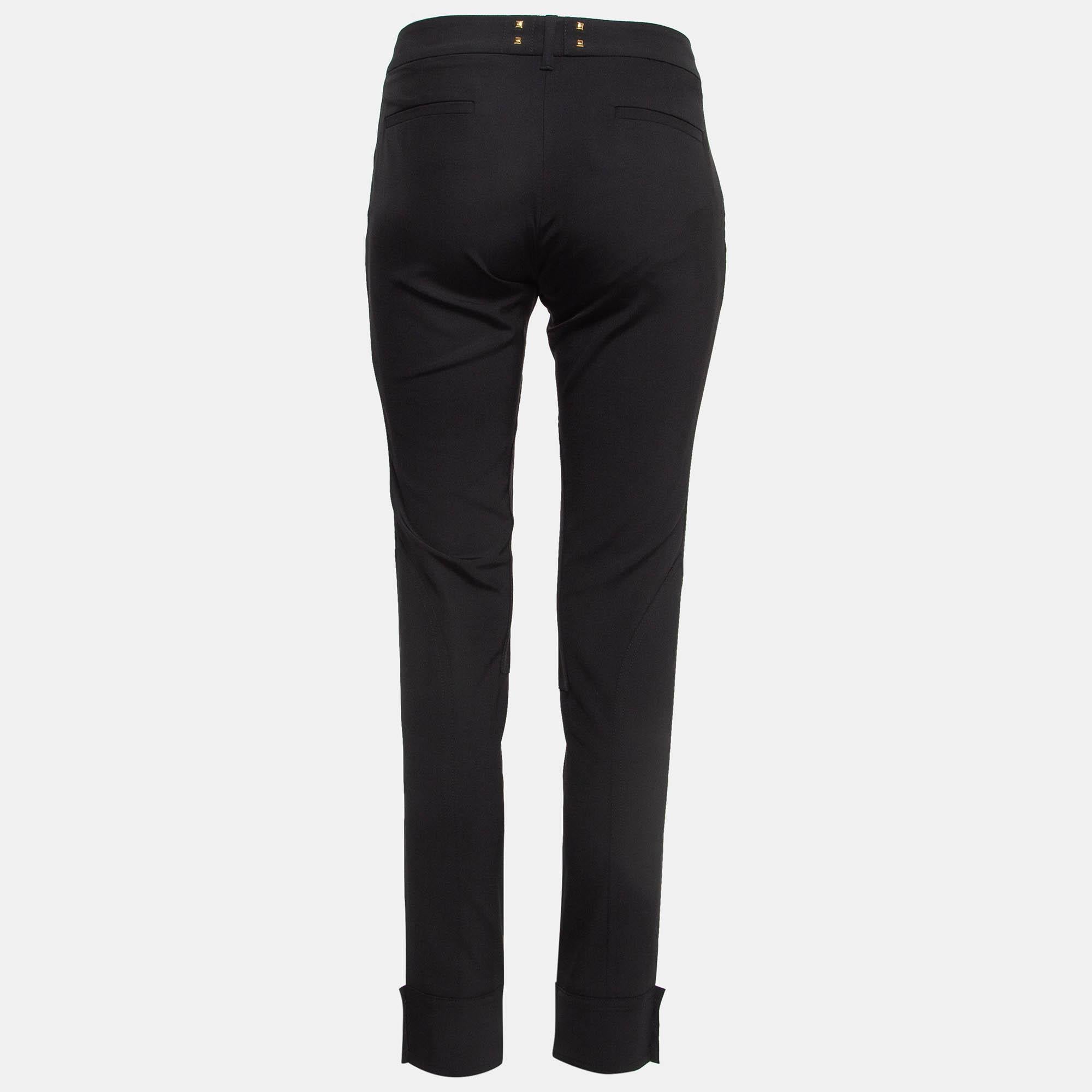 Gucci Black Studded Jersey Trousers M In Good Condition For Sale In Dubai, Al Qouz 2