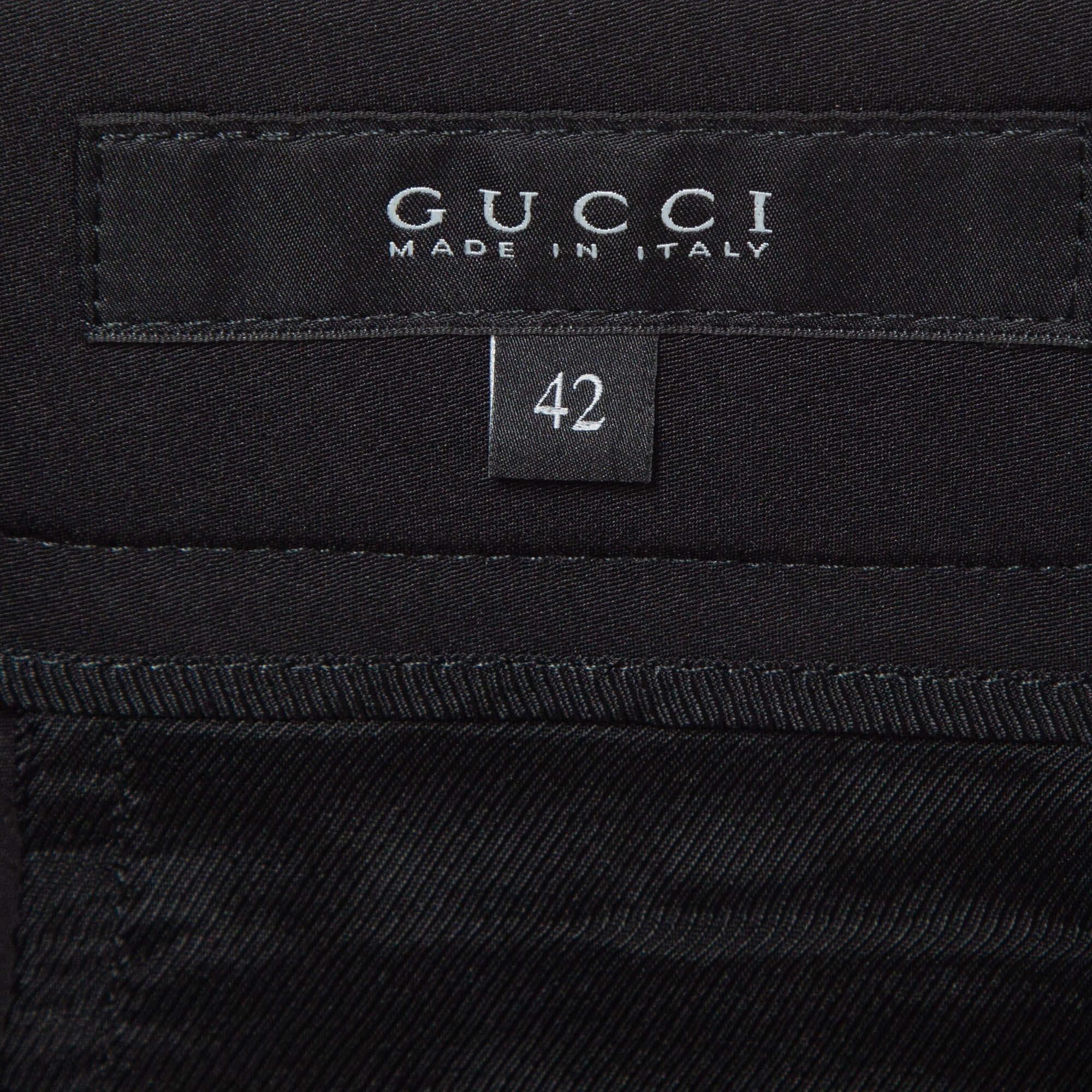 Gucci Black Studded Jersey Trousers M For Sale 2