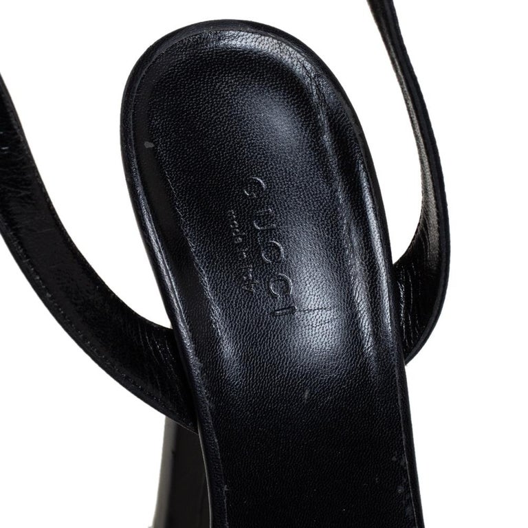 Gucci Black Studded Leather Leila Platform Ankle Strap Sandals Size 36 For Sale at 1stDibs