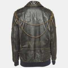 Gucci Black Studded Vintage Style Leather Jacket M