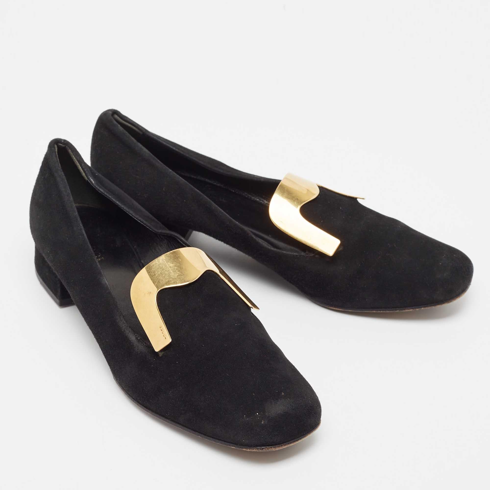 Women's Gucci Black Suede Alma Classic Smoking Slippers Size 39.5 For Sale