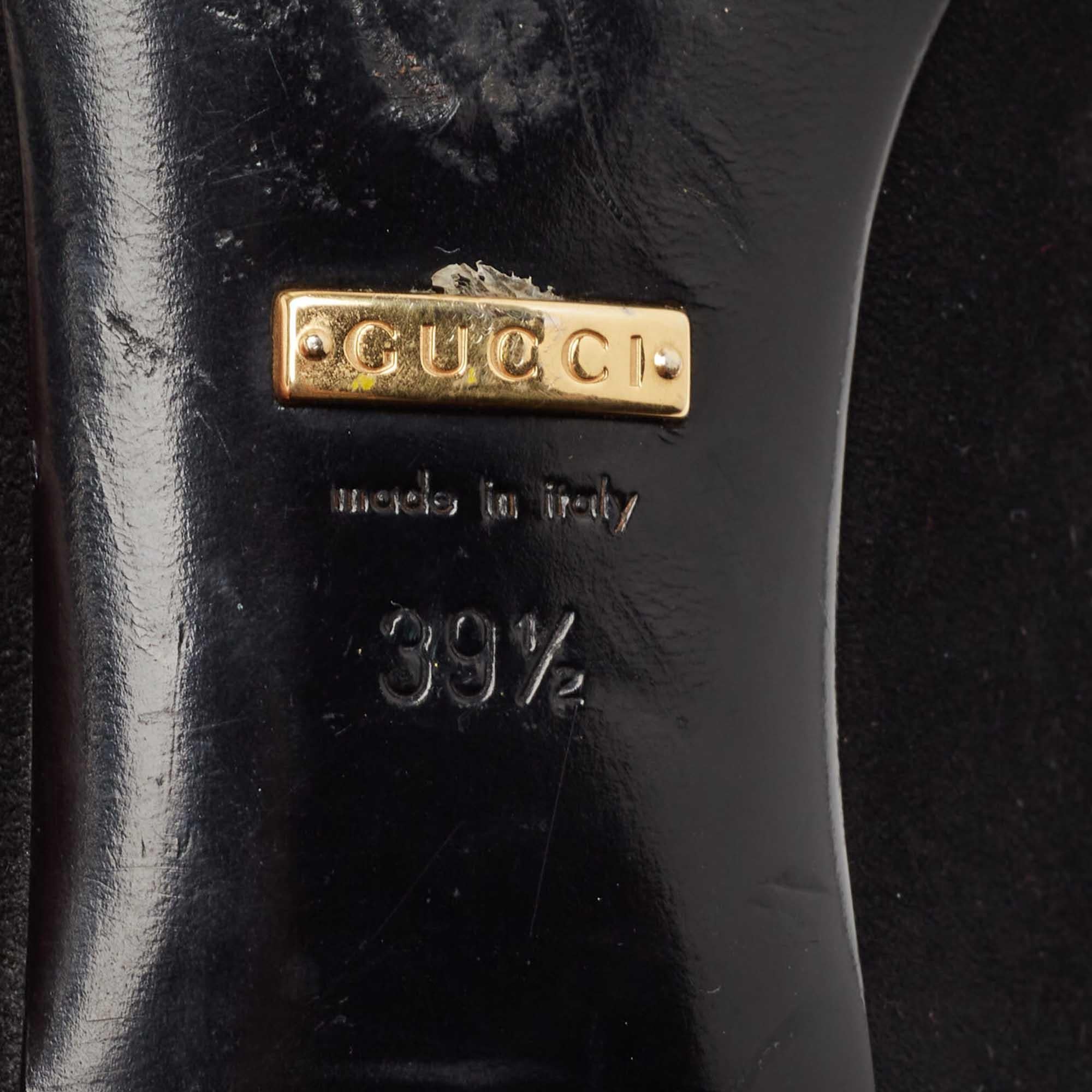 Gucci Black Suede Alma Classic Smoking Slippers Size 39.5 For Sale 3