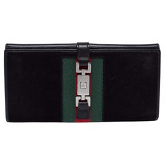 Gucci Black Suede And Canvas Web Wallet