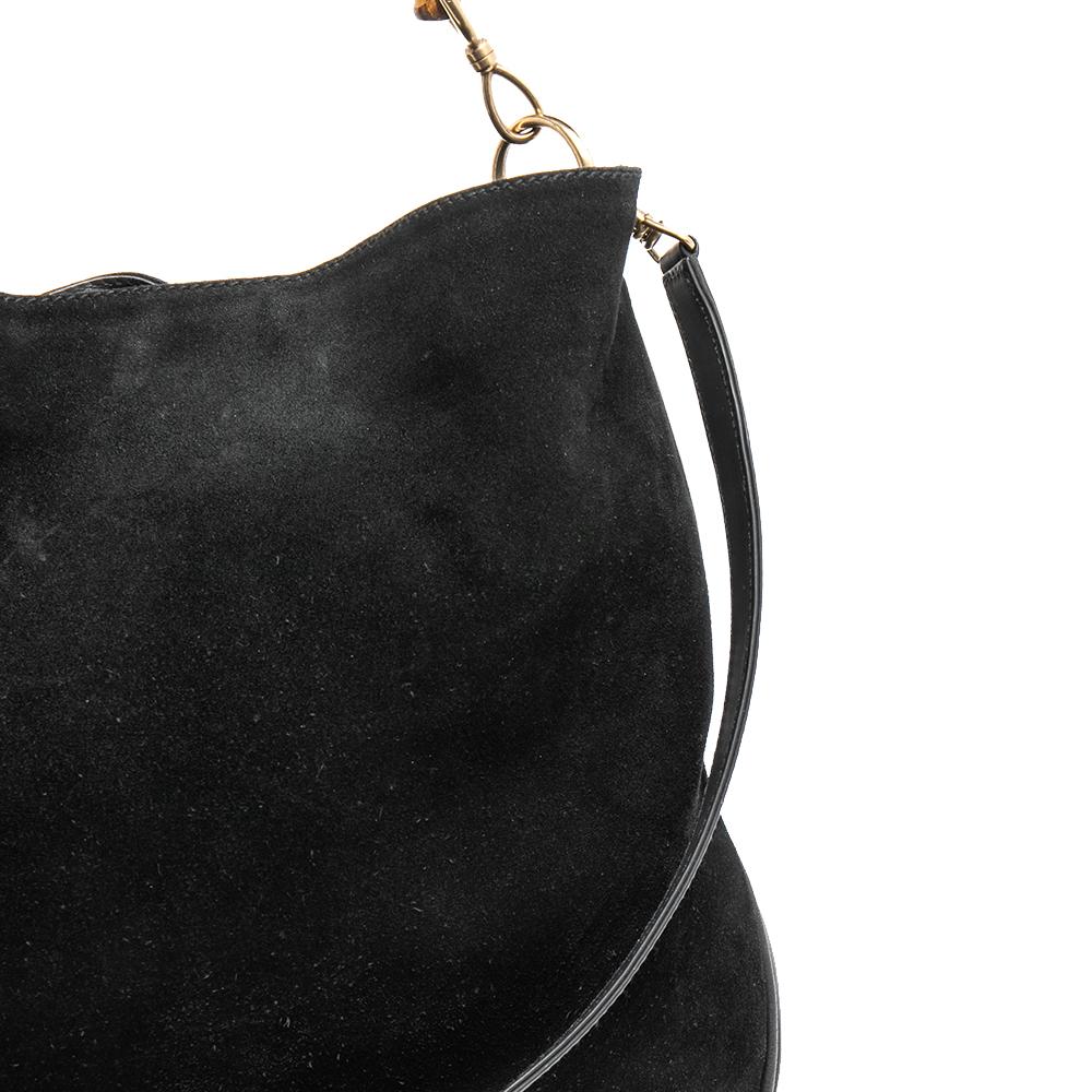 Gucci Hobo aus schwarzem Wildleder und Leder mit Bambusgriff 6