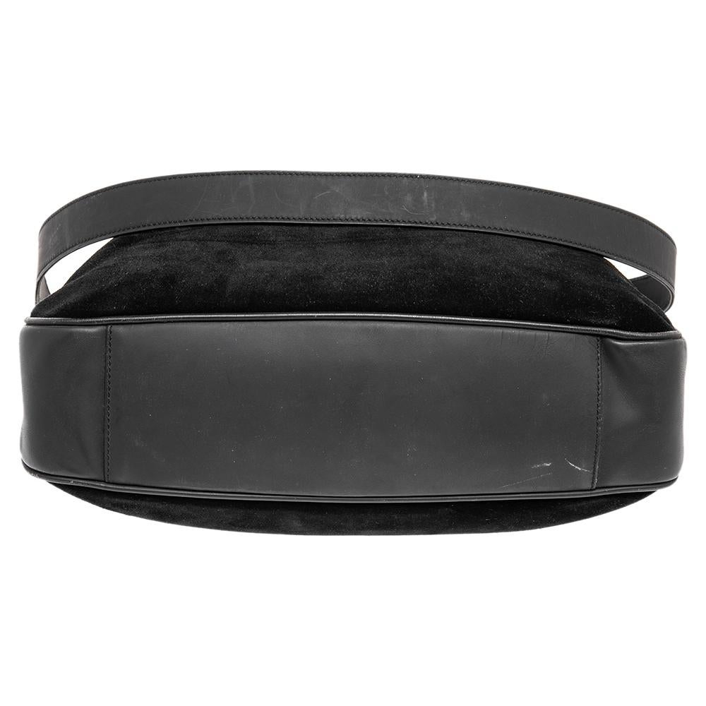 Gucci Hobo aus schwarzem Wildleder und Leder mit Bambusgriff Damen