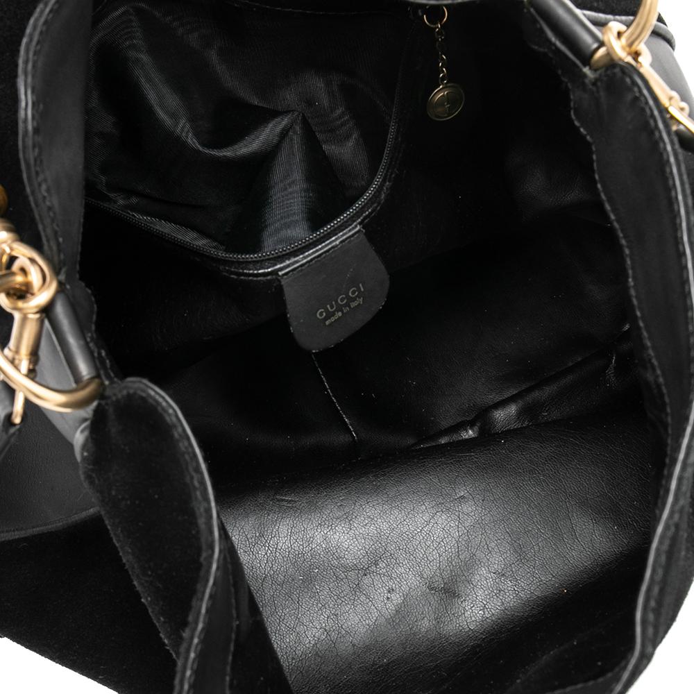 Gucci Hobo aus schwarzem Wildleder und Leder mit Bambusgriff 1