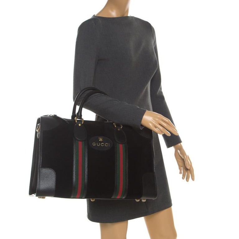 Gucci Black Suede and Leather Duffle Bag For Sale at 1stDibs