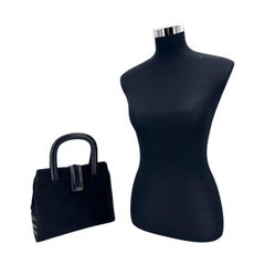 Gucci Black Suede and Leather Handbag Satchel Bag