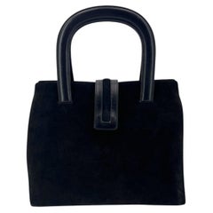 Gucci Black Suede and Leather Handbag Satchel Bag