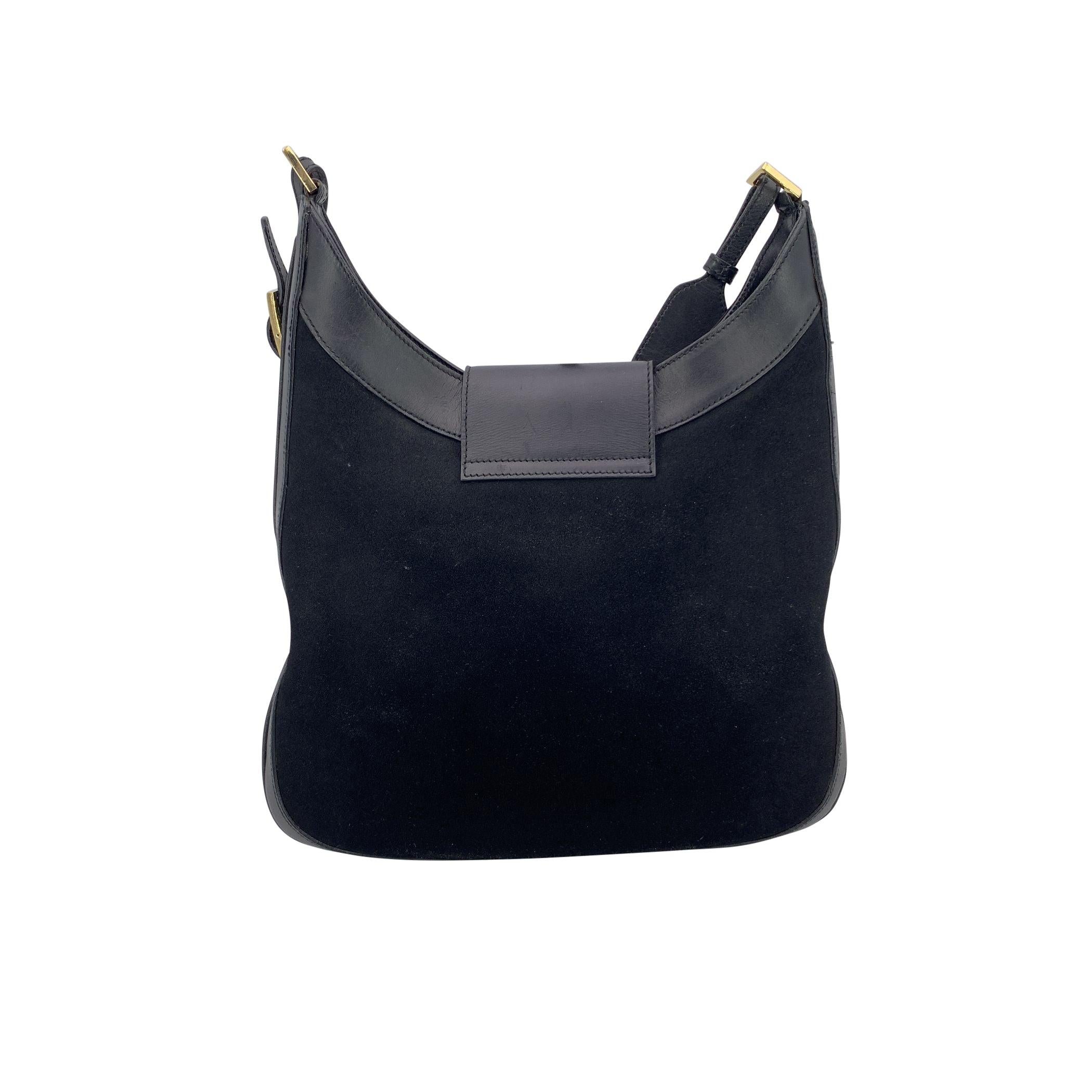 Nero Gucci Borsa a tracolla Hobo in pelle e camoscio nero in vendita