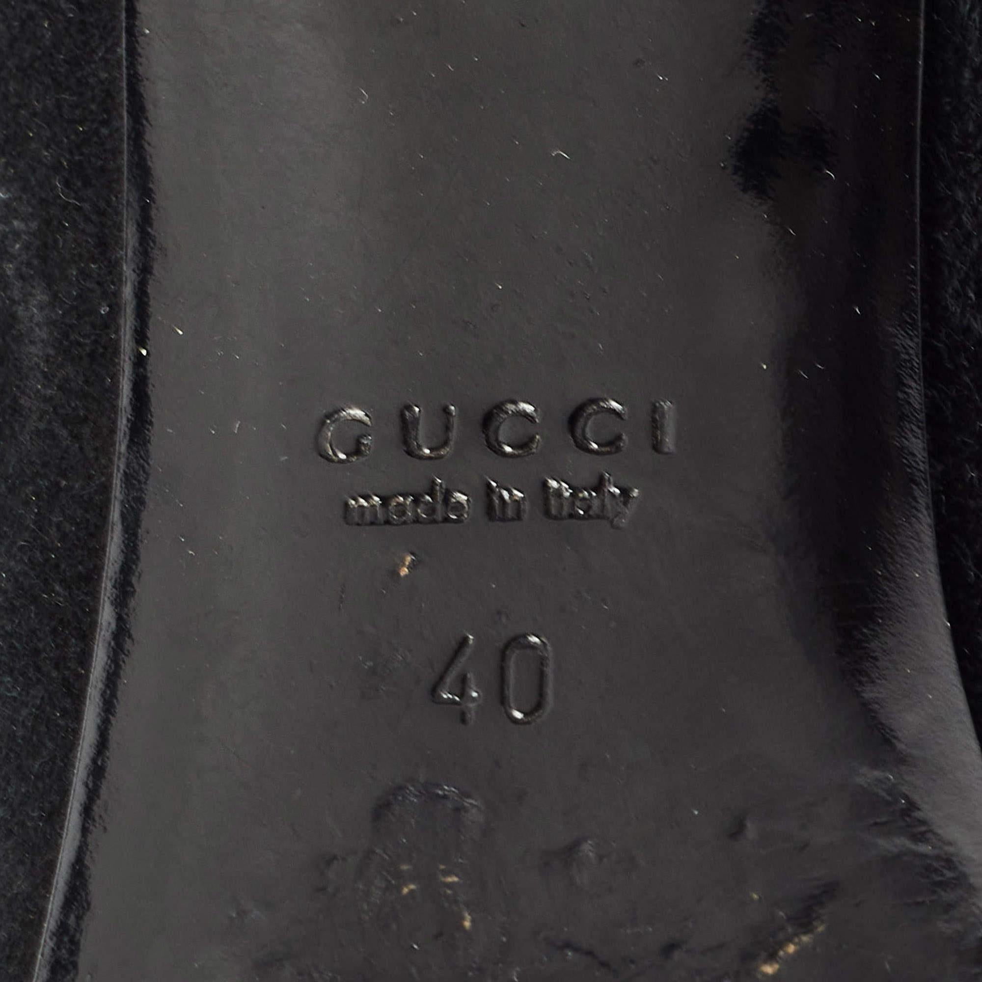 Gucci Black Suede and Leather Horsebit Pumps Size 40 4