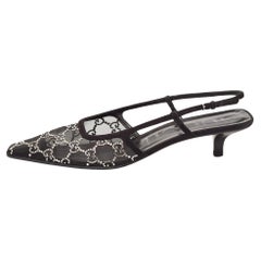Gucci Black Suede and Mesh Crystal Embellished Slingback Sandals Size 41.5