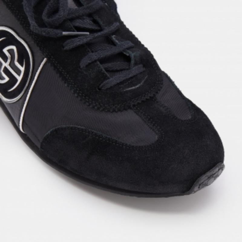 Gucci Black Suede And Nylon GG Low Top Sneakers Size 44.5 For Sale 2