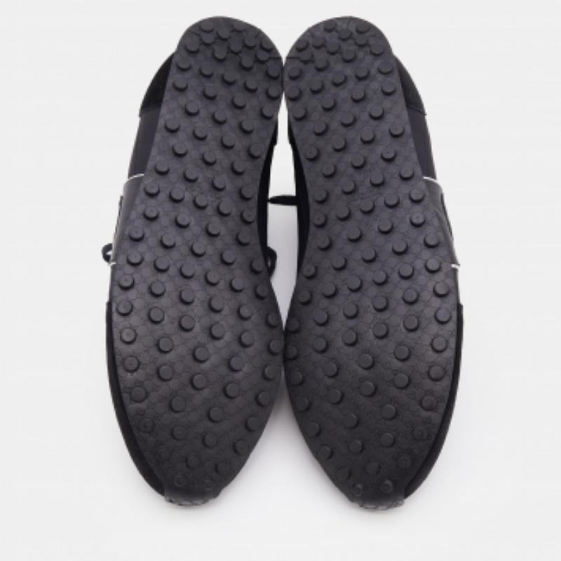 Gucci Black Suede And Nylon GG Low Top Sneakers Size 44.5 For Sale 3