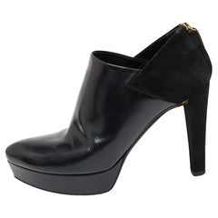Gucci Black Suede And Patent Leather Booties Size 37.5
