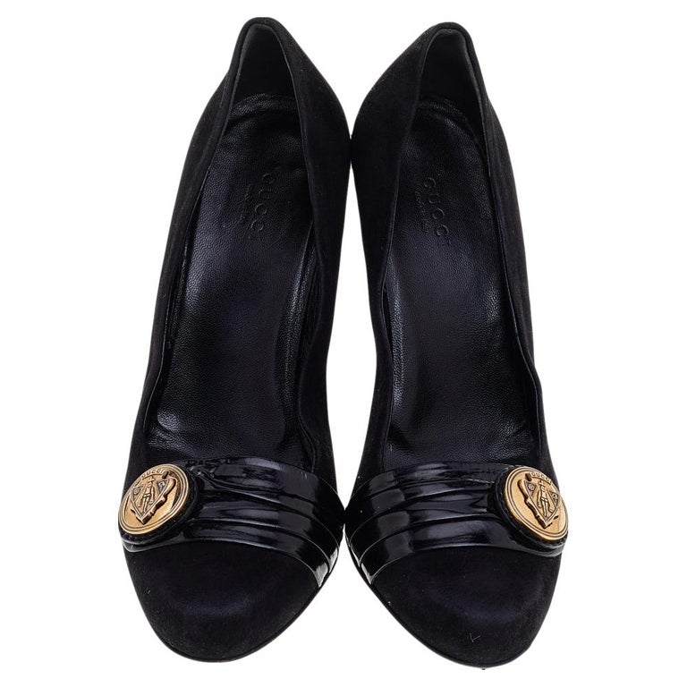 Gucci Black Suede And Patent Leather Hysteria Pumps Size 39 For Sale at ...