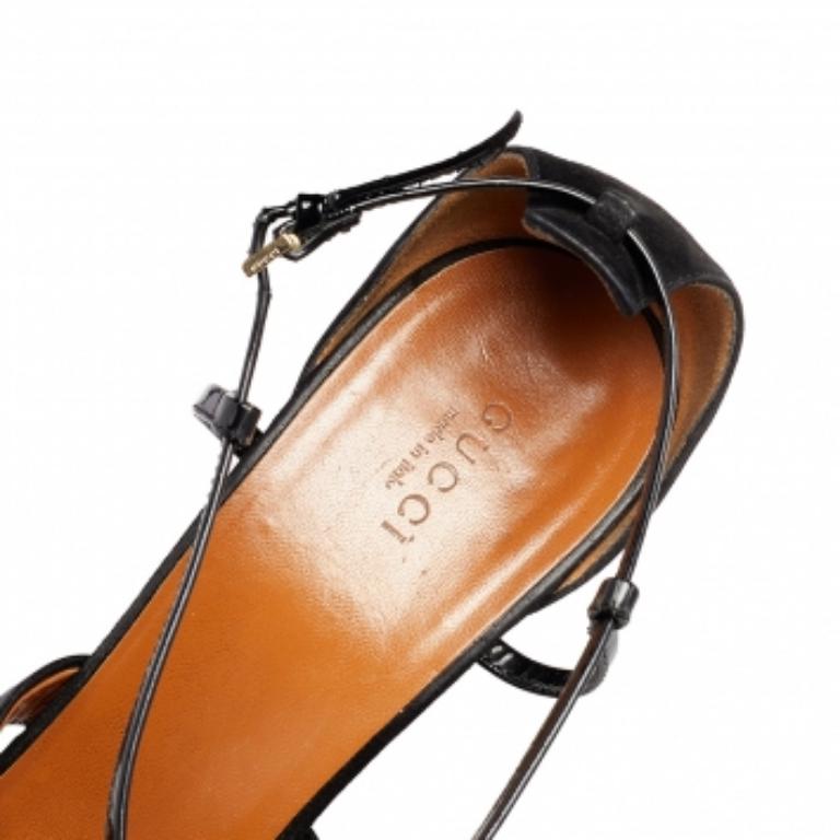  Gucci - Sandales à plateforme en daim et cuir verni noir - Taille 39,5 Pour femmes 